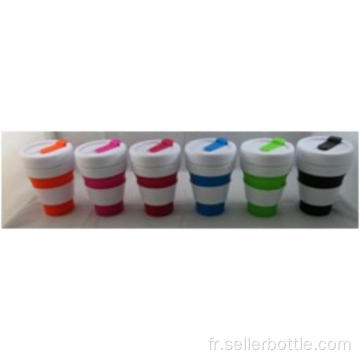 Tasse en silicone de couleur unie pliable de 355 ml